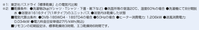 東芝の浴室乾燥機：エコ乾燥で電気代を約3分の1も節約！注釈