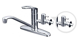 キッチン分岐水栓　分岐水栓付き蛇口