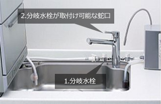 キッチン 卓上食洗機用の分岐水栓