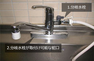 キッチン 卓上食洗機用の分岐水栓