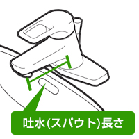 ツーホール洗面水栓スパウト