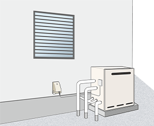 屋外の床上に設置