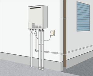 屋外の外壁に設置