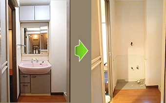 施工前の洗面台