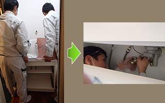 新しい洗面台の設置