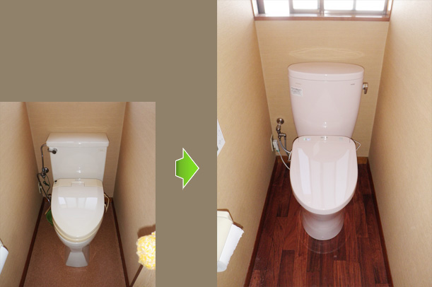 トイレ交換と床クッションフロア、ウォシュレット交換