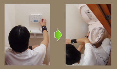 お客様とリモコンをどの位置につけるかご相談しながら、設置