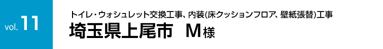 Vol.11:トイレ・ウォシュレット交換工事、内装(床クッションフロア、壁紙張替)工事、壁紙交換工事 埼玉県上尾市　M様