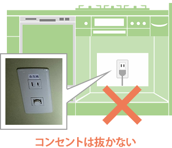 食洗機用コンセントは抜かないようにする｜食洗機から水漏れしたら