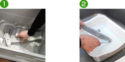 ビルトイン食洗機の掃除方法　月1回程度のお手入れノズルのお手入れ