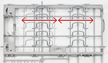 ピンの位置を変えられる可動式レール|おかってカゴ・ミドルタイプ|リンナイ(Rinnai)ビルトイン食洗機の下カゴ