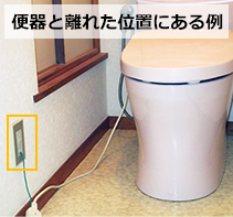 便器から離れた位置にコンセントがある例｜トイレ交換の現調に必要な確認項目