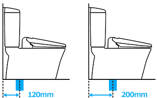 排水芯は120mmまたは200mmどちらでも対応可能｜ジャニス一般トイレの表記