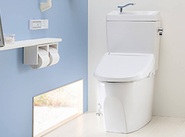 キュアーズ水洗トイレ交換｜SC8211-SGC+ST6018-1EK＋JCS-590DRNなど｜紙巻器（ペーパーホルダー）、収納棚、洗面器は別売